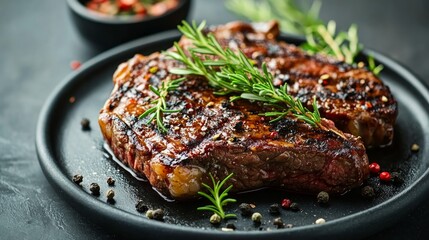Delicious Juicy Grilled Steak with Fresh Herbs