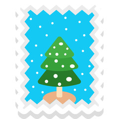 Fir Tree sticker vector icon an isolated background 