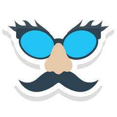 Hipster Mask sticker vector icon an isolated background 