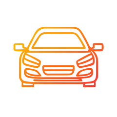 Obraz premium Car, minimalist icon, orange outline, transportation and vehicles
