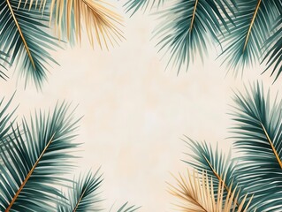 A serene illustration of tropical palm leaves framing a neutral background, perfect for summer-themed designs and nature-inspired projects.