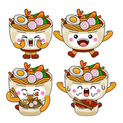 cute ramen mascot character vector illustration