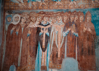 medieval paintings detail of church of sant'angelo in formis, caserta, italy