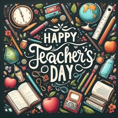 Obraz premium Celebrate Educators with Vibrant Happy Teacher's Day Image