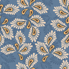 Seamless vector pattern print wallpaper background with paisley ornament ethnic art decor design 