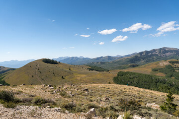 Stunning views of mountains from Deer Valley Resort in Park City, Utah.