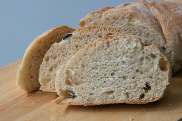 Healthy Food Concept, Black Olve Ciabatta Bread