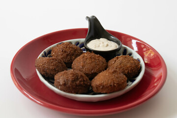 Traditional Arabian Food , Falafel with dipping , Hummus
