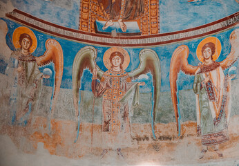 medieval paintings detail of church of sant'angelo in formis, caserta, italy © SabryArdore