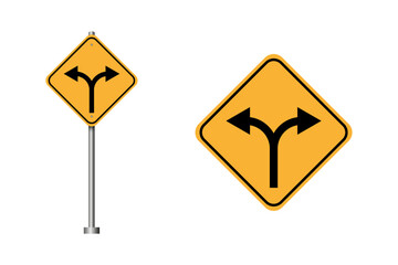 Two ways arrow direction road sign board vector design.