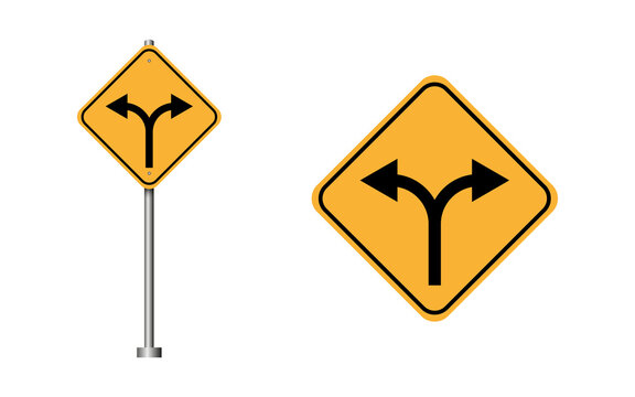 Naklejki Two ways arrow direction road sign board transparent background.