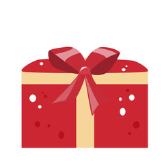 Christmas gift in a red box with ribbon - Holiday vector illustration