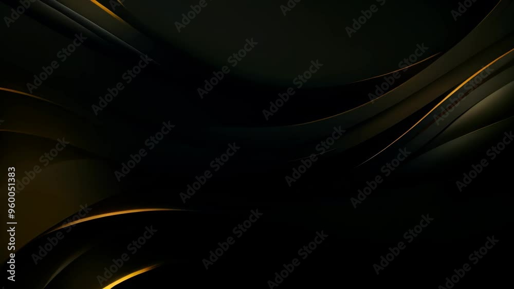Poster luxury black and golden wavy background. 3d render, create a luxurious black line background