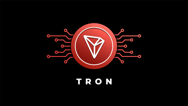 Tron (TRX) cryptocurrency logo vector illustration for banner or background.