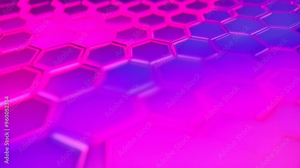 Poster 3d rendering of abstract background with hexagons and glowing neon lights, create an abstract backgr