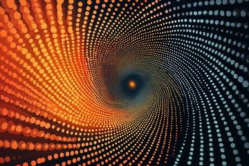 A dotted pattern forming an abstract spiral, with colors shifting from warm tones to cool tones