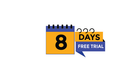 Fototapeta premium 8 days free trial Countdown number banner templates. time icon. Vector Illustration 