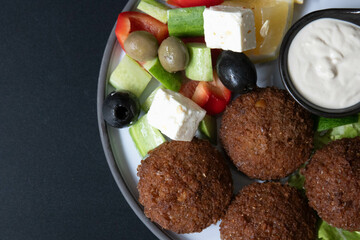 Traditional Arabian Food , Falafel with dipping , Hummus