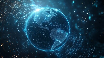 Obraz premium Futuristic Digital Earth Visualization