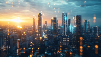Obraz premium Futuristic cityscape AI governance