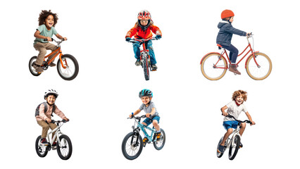 Obraz premium PNG kids biking element set, transparent background