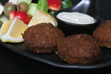 Traditional Arabian Food , Falafel with dipping , Hummus