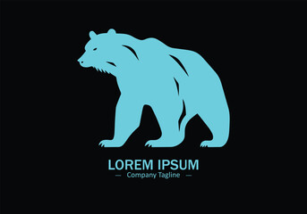 Polar bear icon logo style silhouette vector isolated on black background
