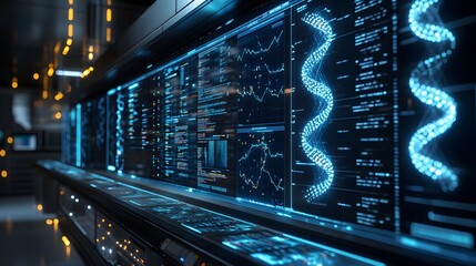 Digital Visualization of Dynamic DNA Structures on a Futuristic Data Dashboard