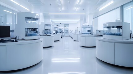 Futuristic Biotech Laboratory with Robotic Equipment Synthesizing Innovative Solutions