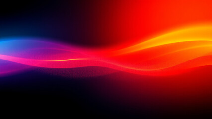 Obraz premium Grainy gradient background blue red yellow abstract glowing color wave black backdrop noise texture