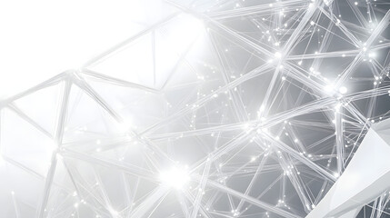 Fototapeta premium Abstract white geometric pattern on gray background modern digital technology global network metal bending for wallpaper, logo, banner, web design.