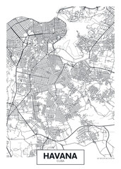 Naklejka premium City map Havana, detailed urban planning travel vector poster design