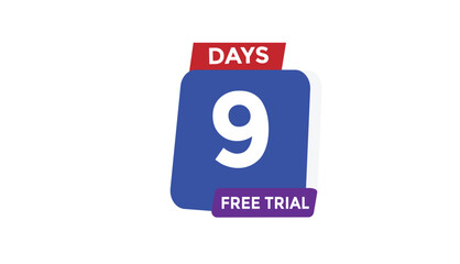 9 days free trial Countdown number banner templates. time icon. Vector Illustration 
