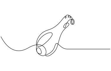 Obraz premium Single continuous line drawing of hot crispy fried chicken leg for restaurant logo emblem. Fast food cafe logotype template concept