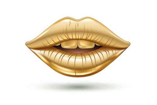 golden lips, glossy, open, white background clip art preview