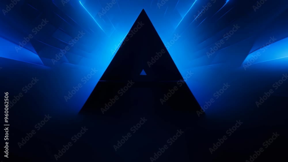 Poster abstract dark futuristic tunnel with blue lights and reflections 3d rendering, futuristic, high-tech