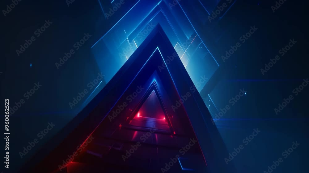 Poster abstract futuristic background with glowing triangles and lights. 3d rendering, futuristic, high-tec