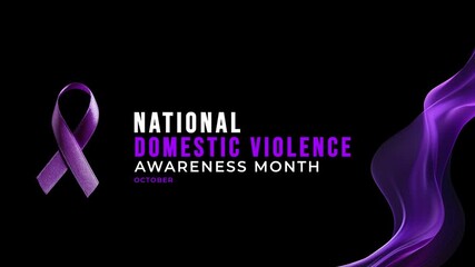 Domestic Violence awareness month. Purple color ribbon wave motion.