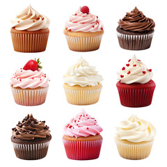 PNG cupcake dessert element set, transparent background
