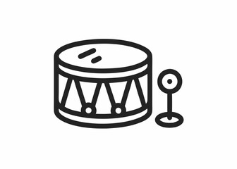 Drum line and solid icon, Kids toys concept, Drum toy sign on white background, Snare Drum icon in outline style for mobile concept and web design. Vector graphics
