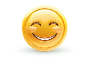 Fototapeta premium A smiling face with halo emoji icon with a shiny detailed finish isolated on a white background