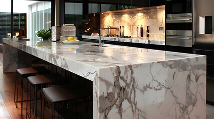 Imagine the elegance of a modern kitchen with marble countertops 