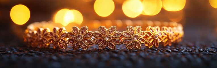 Fototapeta premium Raksha Bandhan Bracelet with Intricate Design and Glowing Background