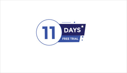 11 days free trial Countdown number banner templates. time icon. Vector Illustration 
