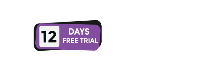 12 days free trial Countdown number banner templates. time icon. Vector Illustration 
