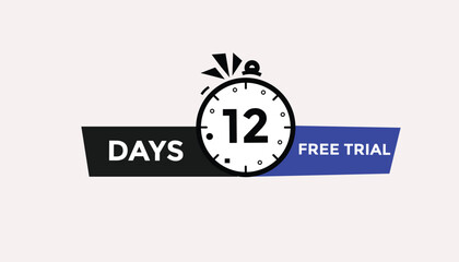 12 days free trial Countdown number banner templates. time icon. Vector Illustration 
