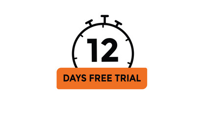 12 days free trial Countdown number banner templates. time icon. Vector Illustration 
