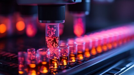 Closeup of a liquid biopsy sample being analyzed for circulating tumor DNA on a digital screen