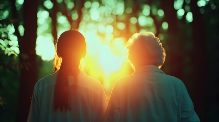 Female Caregiver And Senior Woman With Walker