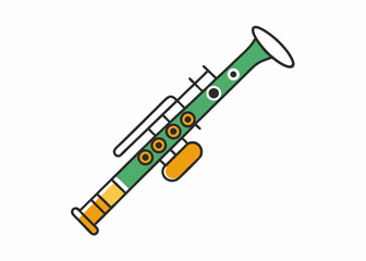 Thin line icon of a clarinet music instrument on white background
